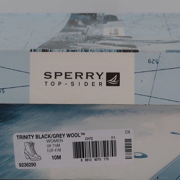 Sperry's Women's Trinity Black Gray Wool Lined Boot Size 10 Box included - Picture 2 of 8